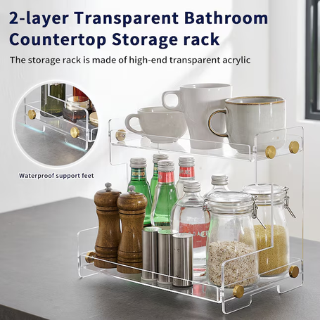 Bathroom Counter Organizer 2-Tier Acrylic Vanity Countertop Perfume Cabinet Makeup Bathroom Counter Organizer 2-Tier Acrylic Vanity Countertop Perfume Cabinet Makeup